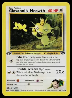 Pokemon Card - Giovanni's Meowth Gym Challenge 43/132 1st Edition Uncommon - Image 1