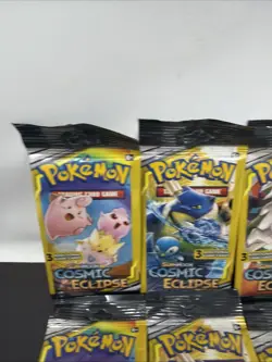 Pokemon Sun & Moon Cosmic Eclipse 3 Card Mini Booster Pack Lot Of 8 Sealed - Image 2