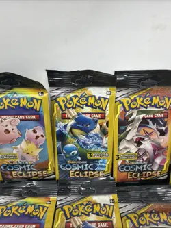 Pokemon Sun & Moon Cosmic Eclipse 3 Card Mini Booster Pack Lot Of 8 Sealed - Image 3