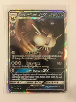 Pokemon SM Celestial Storm Alolan Raticate GX 85/168 Holo Ultra Rare NM - Image 1