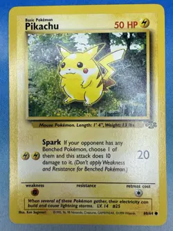 Pikachu 60/64 Jungle Unlimited Non Holo Vintage WOTC Pokemon Card - Image 1