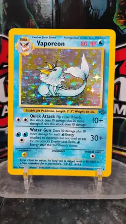VAPOREON Jungle Series POKEMON Holo Foil 1999 Stage 1 Trading Card 12/64 TCG HP - Image 1