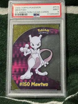 2000 TOPPS POKEMON TV ANIMATION CLEAR CARDS #PC5 MEWTWO PSA 9 MINT RARE!! - Image 1