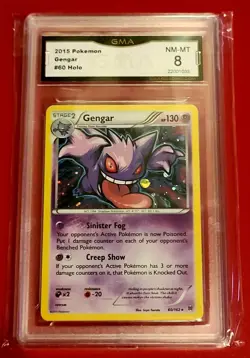Pokemon 2015 Gengar 60/162 GMA 8 NM-MT Holo Rare XY Breakthrough Graded Card - Image 1