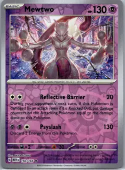 Mewtwo 150/165 Rare 151 Pokemon Reverse Holo Near Mint - Image 1