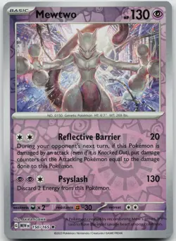MEWTWO 150/165 RARE 151 POKEMON REVERSE HOLO NEAR MINT - Image 1