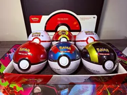 *SEALED* Pokemon TCG 6X Pokeball Tins with 3 Booster Pack & Promo Sticker L25 - Image 1
