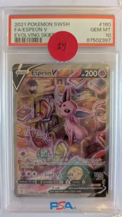 2021 POKEMON SWORD & SHIELD EVOLVING SKIES 180 FULL ART/ESPEON V - PSA 10 - Image 1