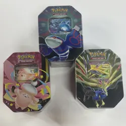 Pokemon TCG Mega Evolution ex Tin Lot of 3 Sealed Kyogre Xerneas Clefable 2025 - Image 1