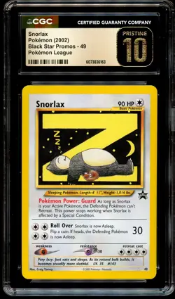 CGC 10 PRISTINE Snorlax "Z" # 49 WOTC Black Star PROMO Pokemon Card 163 - Image 2