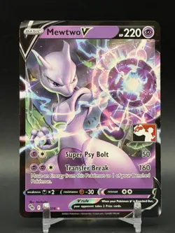 Pokemon TCG Mewtwo V 030/078 Prize Pack Series Stamped Play! Promo Card - Image 1