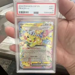 Pokemon TCG Pikachu ex 057/191 Sv08 Surging Sparks Double Rare Holo PSA 9 - Image 1