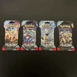 Pokemon TCG: Stellar Crown Sleeved Booster Pack Art Set 4x New Factory Sealed - Image 1