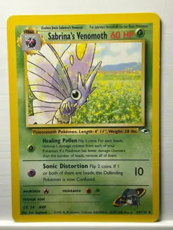 Sabrina's Venomoth 34/132 Rare Gym Heroes Pokemon Unlimited LP Ken Sugimori - Image 1