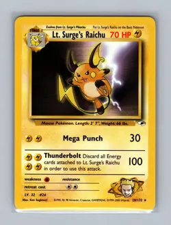 Lt. Surge's Raichu 28/132 Rare Gym Heroes Pokemon Unlimited Lightly Played - Image 1