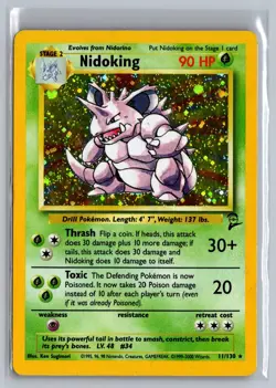 Nidoking 11/130 Holo Rare Base Set 2 Pokemon Holo Damaged - Image 1
