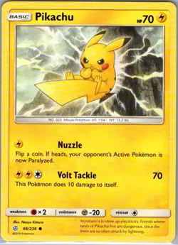 Pikachu 66/236 Non Holo SM - Cosmic Eclipse - Pokemon Card - NM - Image 1