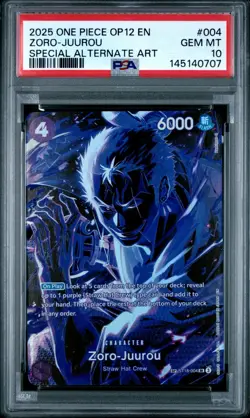 2025 ONE PIECE ST18-004 ZORO JUUROU OP12 LEGACY OF THE MASTER SP PSA 10 GEM MINT - Image 1