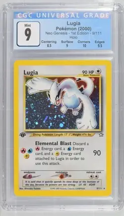 2000 LUGIA NEO GENESIS HOLO 1ST EDITION #9 CGC 9 MINT POKEMON - BLUE LABEL - Image 1