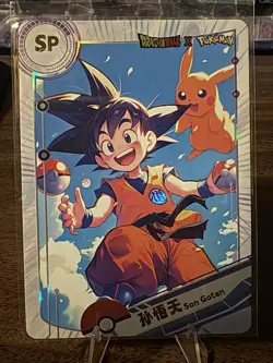 SP-6 Dragon Ball x Pokemon Hologram Card Son Goten & Pikachu Insert Set SP - Image 1