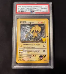 2021 Pokemon Celebrations Classic Collection PSA 10 Team Rocket's Zapdos #15 - Image 1