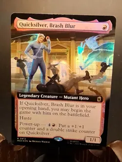 Quicksilver, Brash Blur (Extended Art) Marvel Super Heroes MTG Foil Near Mint - Image 1