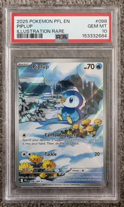 Pokemon TCG - Piplup 098/094 Phantasmal Flames Illustration Rare PSA 10 GEM MINT - Image 1