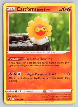 CASTFORM SUNNY FORM 022/198 COMMON CHILLING REIGN POKEMON NM - Image 1
