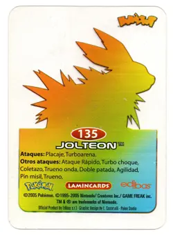 JOLTEON #135 LAMINCARD COLECCION POKEMON LAMINCARDS 2005 EDIBAS (USADA) - Image 2