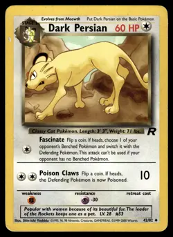 DARK PERSIAN - 42/82 Uncommon Team Rocket Pokemon Unlimited MP - Image 1