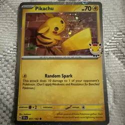 Pokemon TCG 30th Anniversary PIKACHU Holo English Mint 051/162 - Image 1
