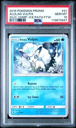 PSA 10 Alolan Vulpix 21/145 2017 World Championships WCS Pokemon Promo - Image 1