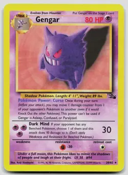 Gengar 20/62 Fossil Unlimited Pokemon MP - Image 1