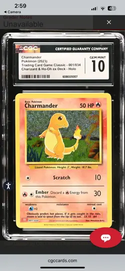 CGC 10 Charmander 001/034 Trading Card Game Classic Holo English Pokemon TCG - Image 4