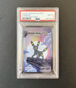 2025 POKEMON CENTER X BEAR WALKER COLLECTION CARDS UMBREON 1165/1600 PSA 8 - Image 1