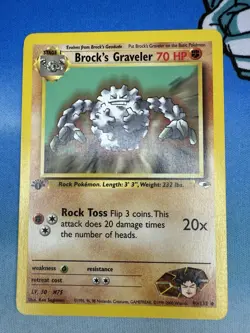 Brock’s Graveler 40/132 1st Edition Gym Heroes WOTC Pokemon Card - Image 1