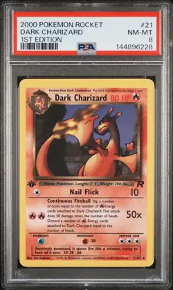 2000 Pokemon Rocket Dark Charizard 1st Edition #21 PSA 8 - Image 1