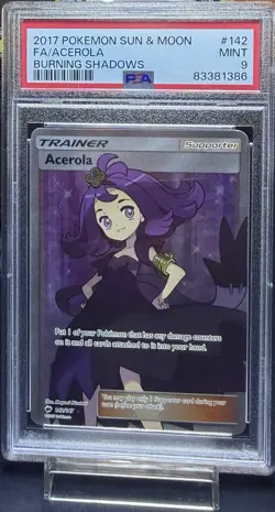 2017 Pokemon Sun & Moon Fa/ Acerola Burning Shadows Full Art PSA 9 #142 - Image 1