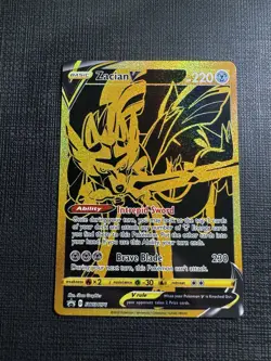 Pokemon Sword & Shield Zacian V UPC Black Star Promo Gold Holo SWSH076 NM - Image 1