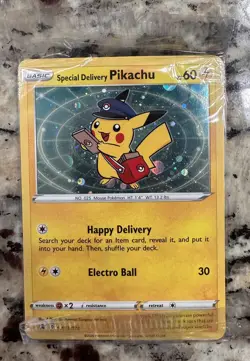 Pokemon Center Promo Pikachu SWSH074 Special Delivery Sealed Swirl - Image 1