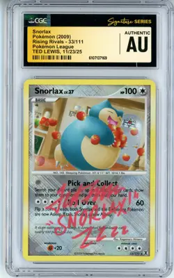 CGC Authentic Signed Ted Lewis Pokemon TCG Snorlax Pokemon Promos 33/111 - Image 1