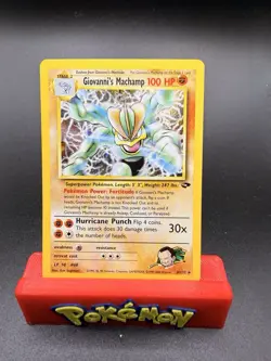 Giovanni's Machamp - 6/132 Gym Challenge Unlimited Holo Rare SWIRL Pokemon - NM - Image 1