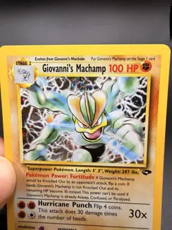 Giovanni's Machamp - 6/132 Gym Challenge Unlimited Holo Rare SWIRL Pokemon - NM - Image 2