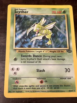 [LP/MP] Pokemon TCG Scyther Jungle 10/64 Holo Unlimited Holo Rare - Image 1