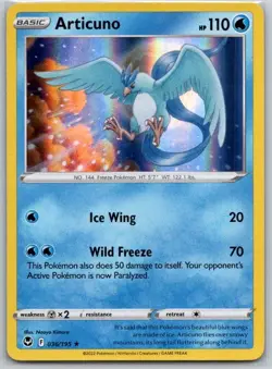Articuno 036/195 Holo Rare Silver Tempest Pokemon Near Mint - Image 1