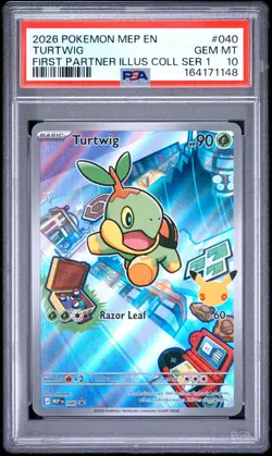 2026 POKEMON FIRST PARTNER ILLUSTRATION COLLECTION SERIES 1 TURTWIG PSA 10 - Image 1