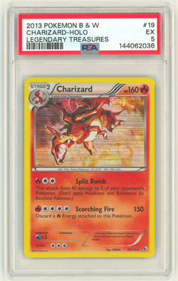 2013 POKEMON BLACK & WHITE LEGENDARY TREASURES #19 CHARIZARD-HOLO PSA 5 - Image 1