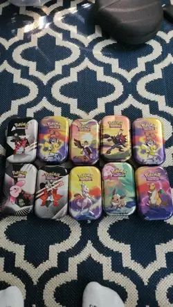 Pokemon TCG Mini Tin Lot of 10, 60-Card Capacity, Pikachu Mewtwo & More - Image 1