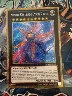 Number C9: Chaos Dyson Sphere PGLD-EN022 YuGioh Premium SECRET Gold Card - Image 1