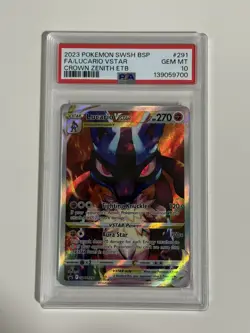 PSA 10 LUCARIO VSTAR SWSH291 CROWN ZENTIH ETB PROMO POKEMON CARD - Image 1